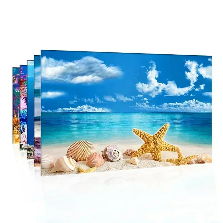 3D Aquarium Background Poster – Double-Sided Ocean Plant Design Fish Tank Sticker Decor
