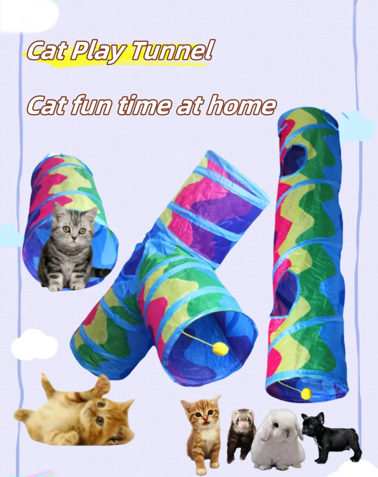 Foldable Cat Tunnel Tube Interactive Training Toy for Kittens and Puppies
