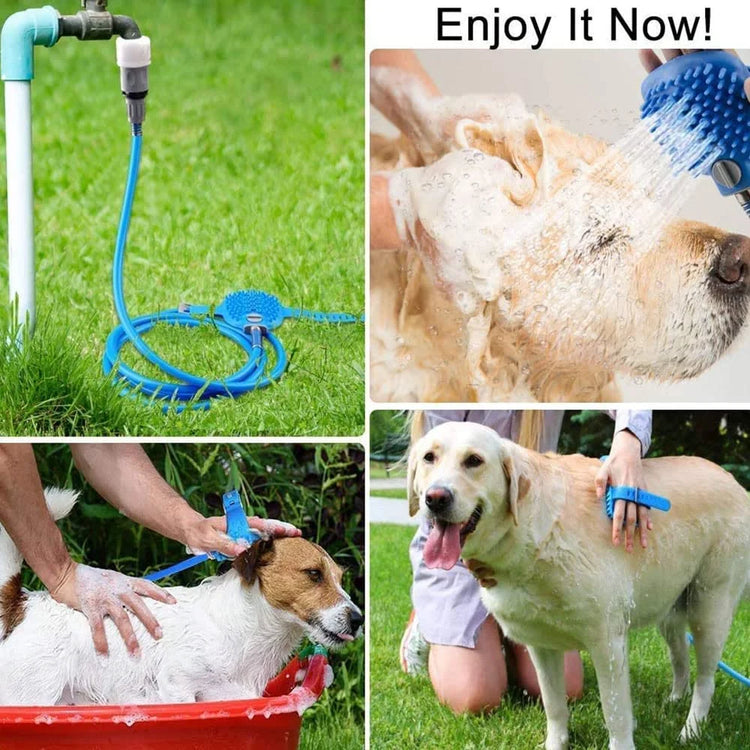 Pet Shower Sprayer with Massage Brush – 2.5M Hose, Indoor & Outdoor Use for Dogs and Cats