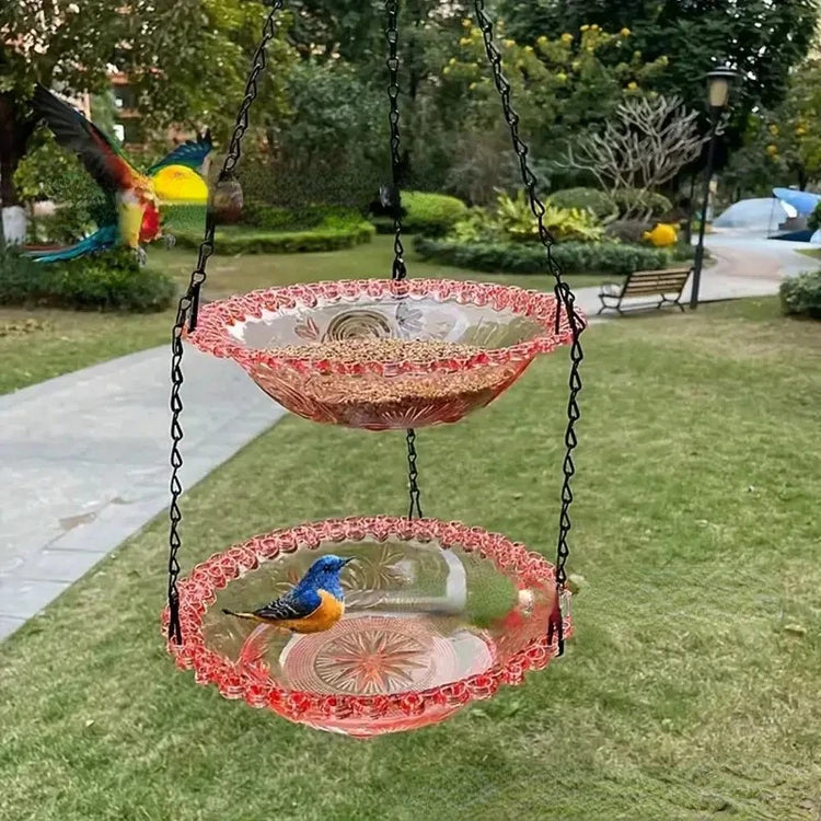 Flower-Shaped Hanging Bird Feeder & Birdbath | Outdoor Garden Tray for Hummingbirds & Wild Birds | Yard & Farm Decor