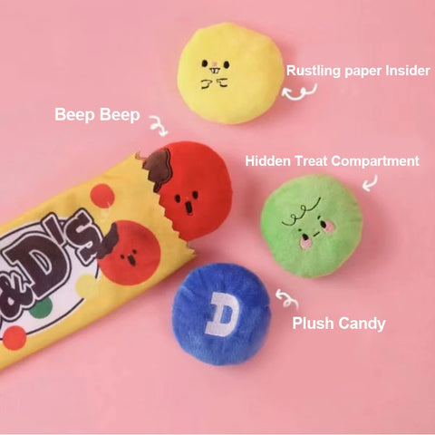 Dog Toy Slow Feeder & Foraging Training Toy – Soft Fleece Squeak Toy for Stress Relief