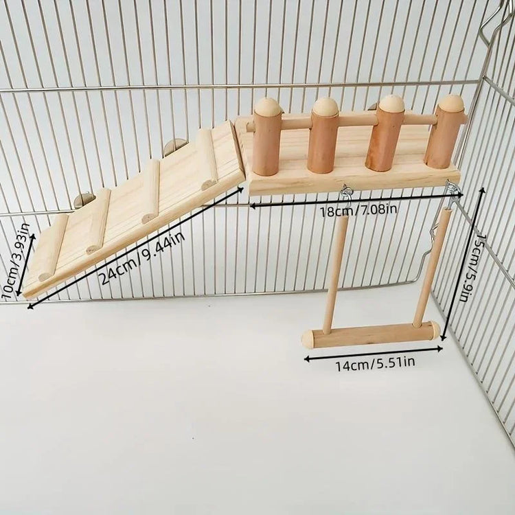 Bird Perches Platform Swing Climbing Ladder Toy | Parrot Cage Accessories | Wooden Playing Gyms for Birds | Exercise Stands Set