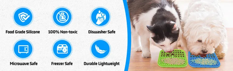 Silicone Pet Licking Mat for Cats/Dogs | Anti-Choking Slow Food Bowl | Bath Distraction Plate | Pet Supplies Cutlery