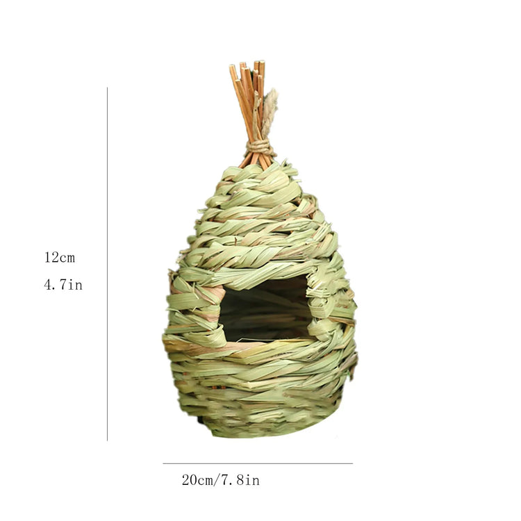 Natural Grass Egg Bird Nest – Handwoven Hanging Bird Cage House for Parrots & Small Birds | Outdoor Decorative Shelter