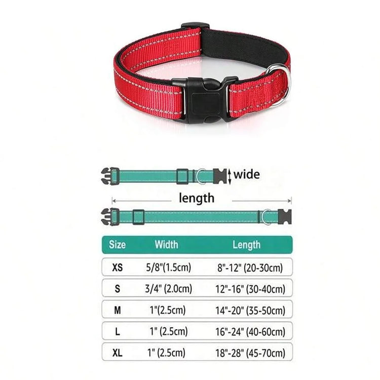 Reflective Soft Padded Dog Collar – Adjustable & Breathable Safety Collar for Small, Medium & Large Dogs
