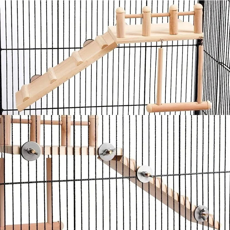 Bird Perches Platform Swing Climbing Ladder Toy | Parrot Cage Accessories | Wooden Playing Gyms for Birds | Exercise Stands Set