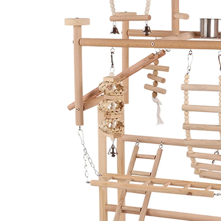 Bird Playground with Ladder | Wood Bird Activity Center | Parrot Stand Perch for Cockatiel, Lovebird, Parakeet, Bluebird, Hummingbird