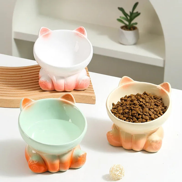 Cat Bowl Pet Accessories | Ceramic Diagonal High Feet - Cute Protection | Cervical Spine Dog Bowl - Drink Water Bowl | Pet Supplies