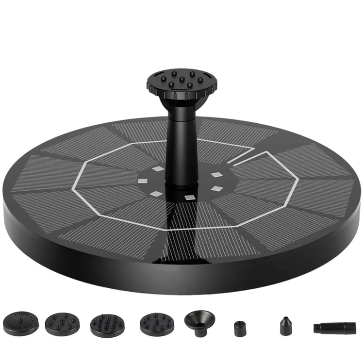 2.2W Solar Bird Bath Fountain | Floating Water Pump with LED Light & 6 Spray Nozzles for Birdbaths, Ponds, and Outdoor Water Features