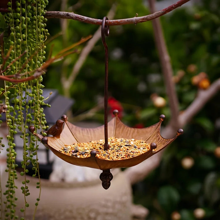 Outdoor Hanging Bird Feeder Tray | Bird Bath Bowl | Hummingbird Feeder | Metal Water Bowl | Garden Decor