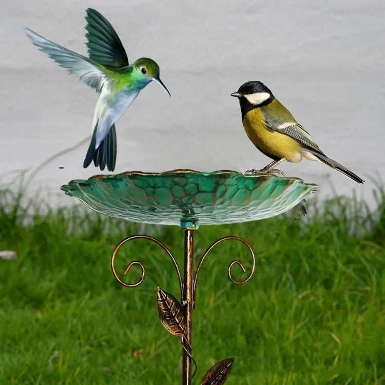 Bird Bath For Outdoor Decorative Birdbath For Garden Courtyard Decoration Bird Feeding And Water Bathing Basin With Base Stake