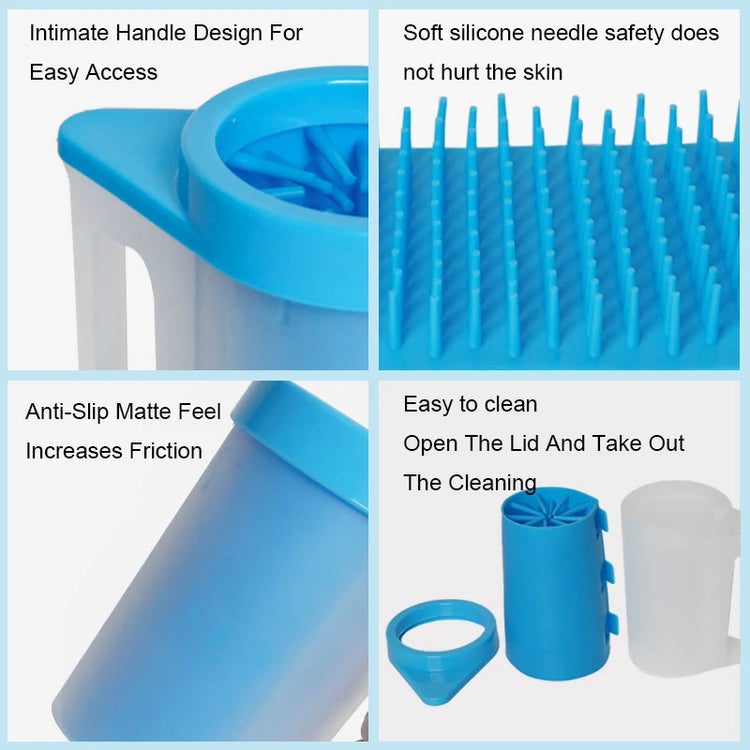 Booteely Large Dog Paw Cleaner with Soft Silicone Brush & Coral Fleece Towels – Easy-to-Use Muddy Paw Washer for Large Dogs