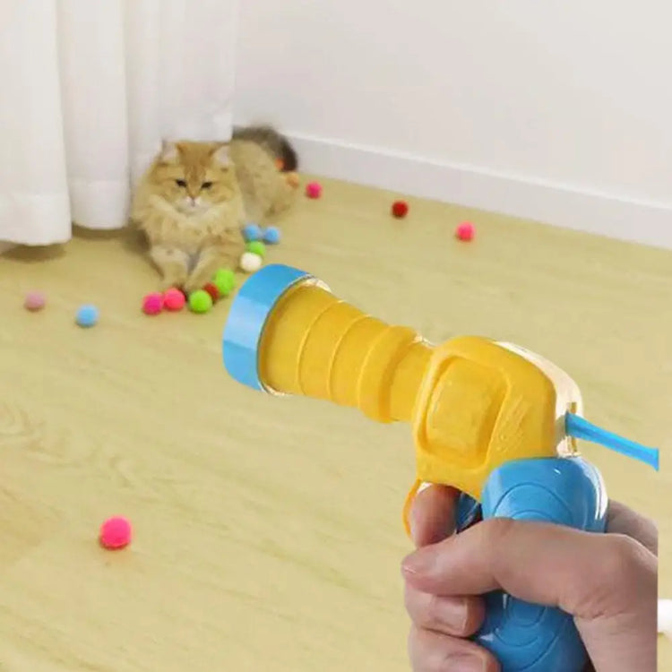 Cat Interactive Toy | Ball Launcher for Kittens | Silent Shooting Gun with Plush Balls | Pet Training Game | Fun Cat Toy Set | 20pcs Balls + 1 Launcher