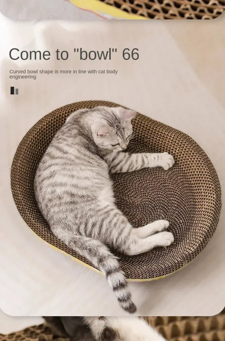 Cat Scratching Board | Furniture Protector & Wear-Resistant Claw Toy | Oval Corrugated Paper | Cat Nest Accessories