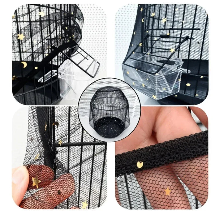 Bird Cage Seed Catcher Cover | 2025 M/L Mesh Skirt | Nylon Airy Cage Wrap for Clean Floors | Stretch Fit Bird Cage Accessory