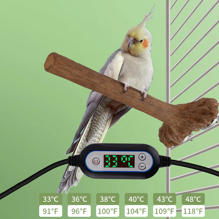 Heating Bird Perch | Bite Resistant Bird Cage Accessories | Bird Warmer Stand for Parakeet, Budgies, Cockatiels, Parrots