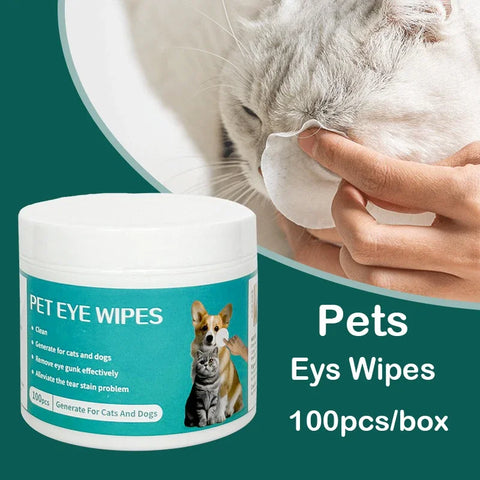 100pcs Pet Tear Stain Remover Wipes – Gentle Eye Area Cleaning Pads for Dogs & Cats