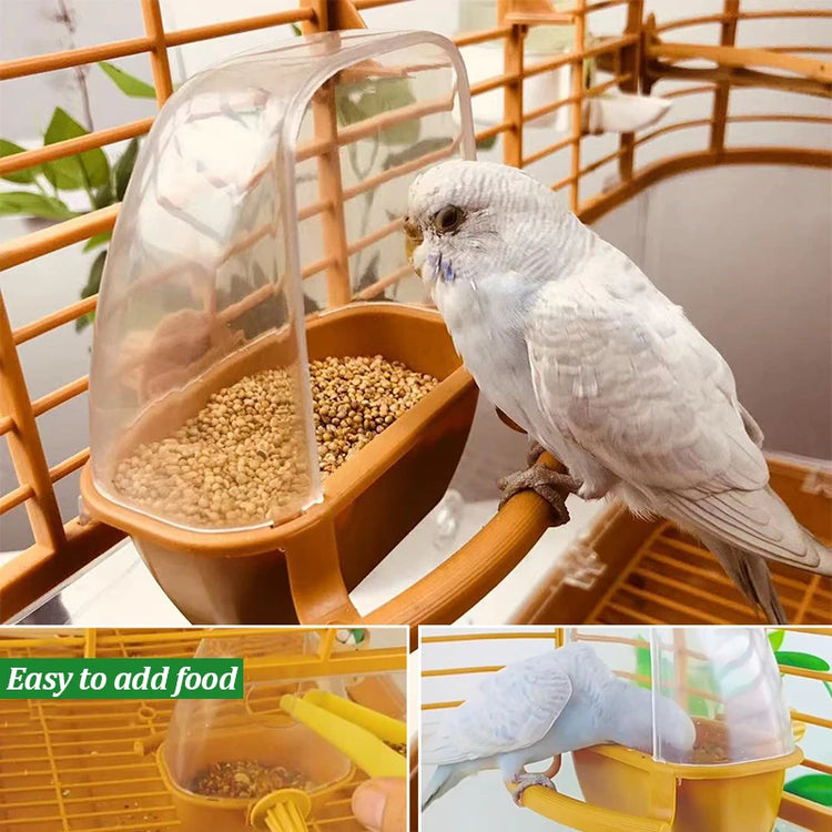 1/2pcs Bird Feeder for Cage | Hanging Bowl Cup with Lid | Parakeet Food Container | Easy-Mount Plastic Feeder | Accessories for Small Pet Birds