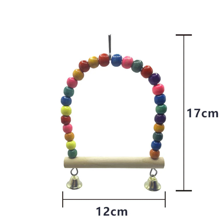 Bird Cage Toys for Parrots | Wooden Colorful Swing Ladder Birds / Reliable Chewable Bite Bridge - Wooden Beads Shape Parrot Toy