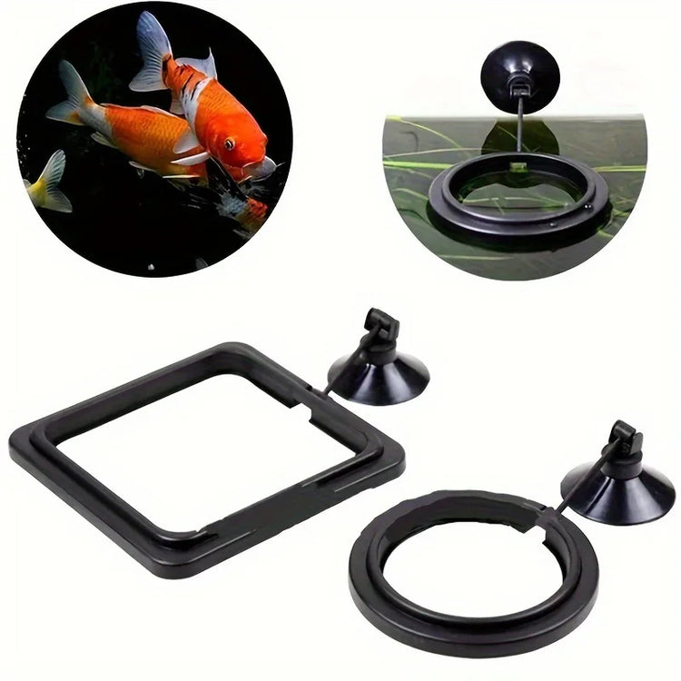 Floating Fish Food Feeder Ring with Suction Cup – Square & Circle Aquarium Station