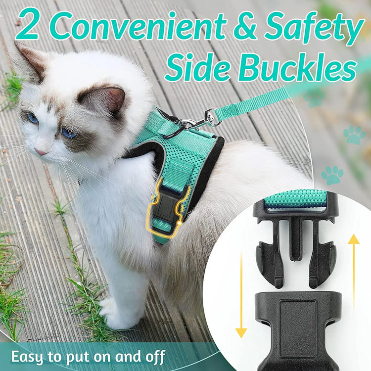 Cat Harness and Leash for Walking | Escape Proof | Soft Adjustable Vest Harnesses for Cats | EasyControl