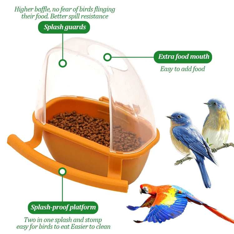 1/2pcs Bird Feeder for Cage | Hanging Bowl Cup with Lid | Parakeet Food Container | Easy-Mount Plastic Feeder | Accessories for Small Pet Birds