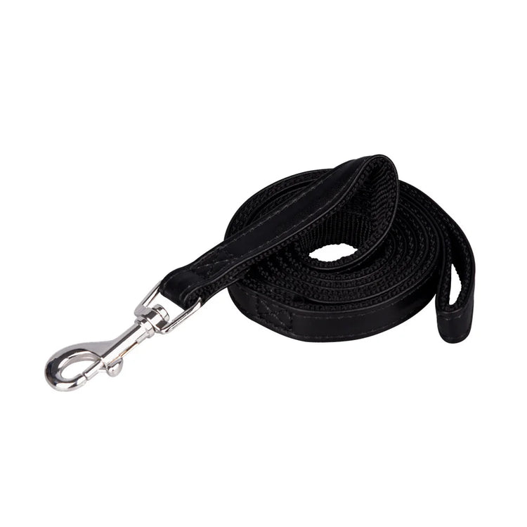 120cm PU Leather Padded Nylon Dog Leash – Durable, Comfortable, and Easy to Use for Dogs and Cats