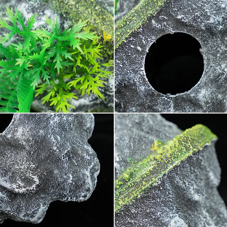 Suspended Island Fish Tank Decorative Creative Floating Stone Simulation Plants Caverns Crafts Ornaments Aquarium Accessories