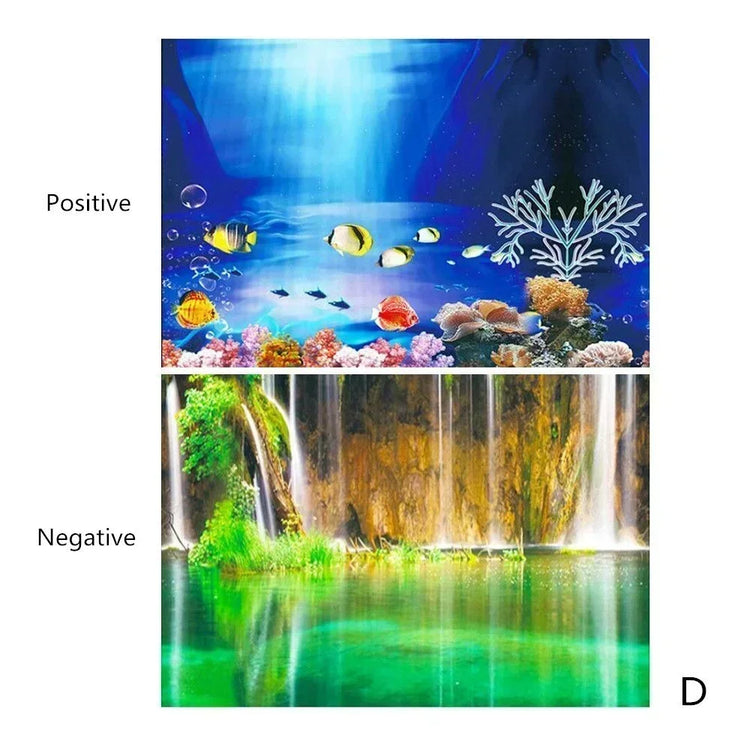 3D Aquarium Background Poster – Double-Sided Ocean Plant Design Fish Tank Sticker Decor