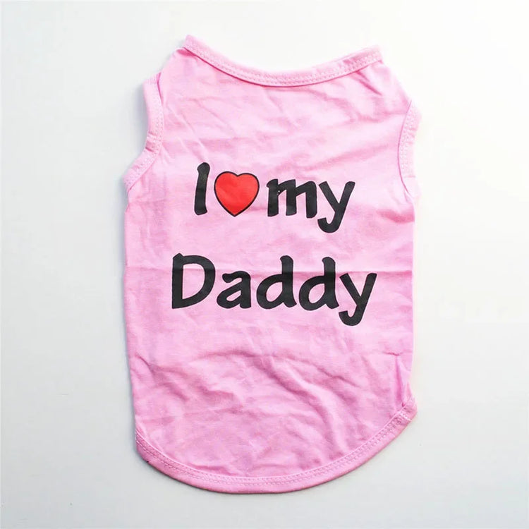 "Love Mommy & Daddy" Cotton Vest | Soft Casual T-Shirt for Cats & Puppies | All-Season Pet Wear