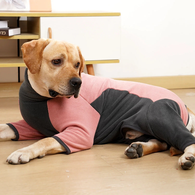 Warm Fleece Dog Onesie – Winter Coat for Medium & Large Dogs, Easy Wear Design