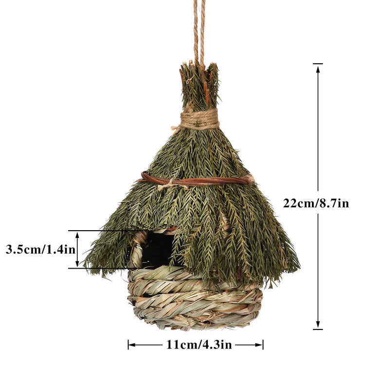 Natural Grass Egg Bird Nest – Handwoven Hanging Bird Cage House for Parrots & Small Birds | Outdoor Decorative Shelter