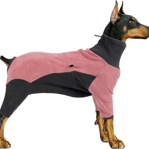 Warm Fleece Dog Onesie – Winter Coat for Medium & Large Dogs, Easy Wear Design