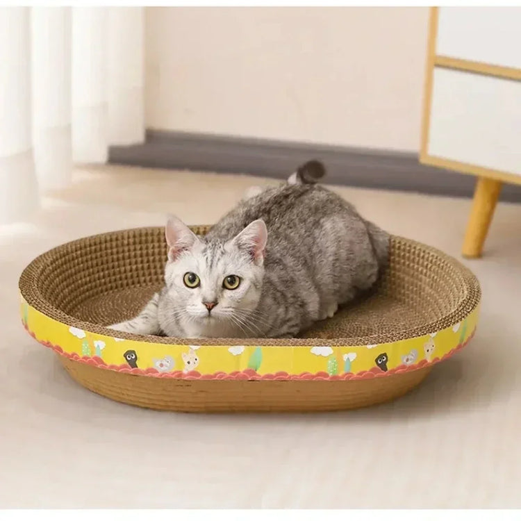 Cat Scratching Board | Furniture Protector & Wear-Resistant Claw Toy | Oval Corrugated Paper | Cat Nest Accessories