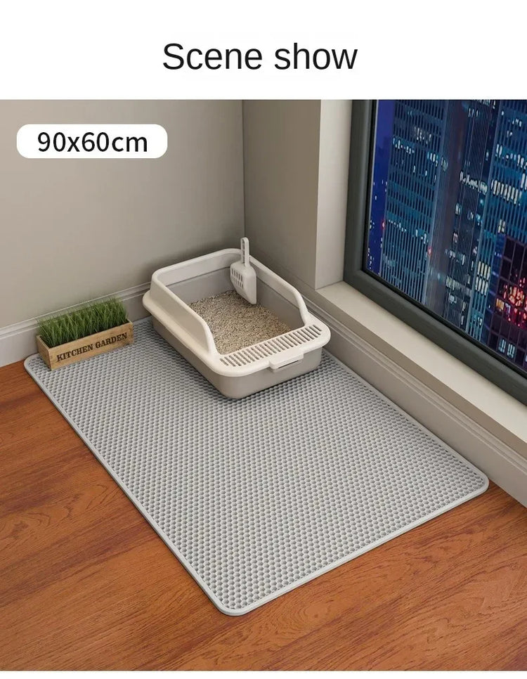 Cat Litter Mat | Non-Slip Pet Litter Box Filter Pad | Double Layer Waterproof Cat Mat | Wear-Resistant Pet Cleaning Supplies