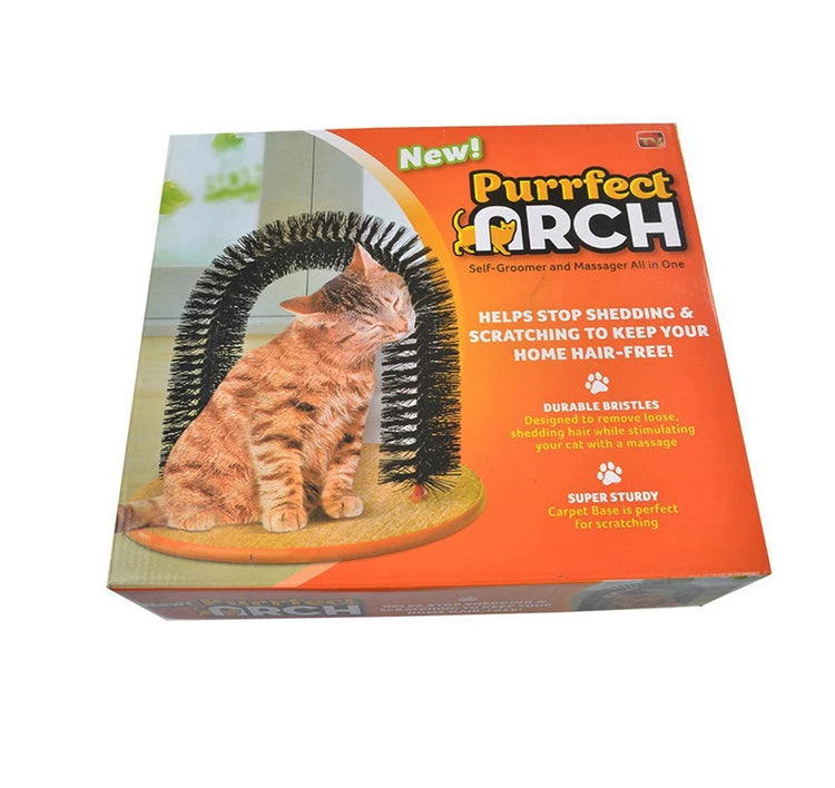Cat Scratch Massage Beauty Brush | Door Caress Rub Fur Arch | Cat Interactive Toy with Floor Felt Mat