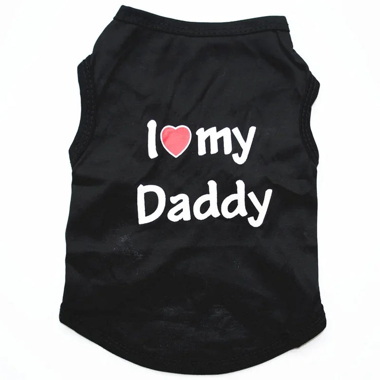 "Love Mommy & Daddy" Cotton Vest | Soft Casual T-Shirt for Cats & Puppies | All-Season Pet Wear