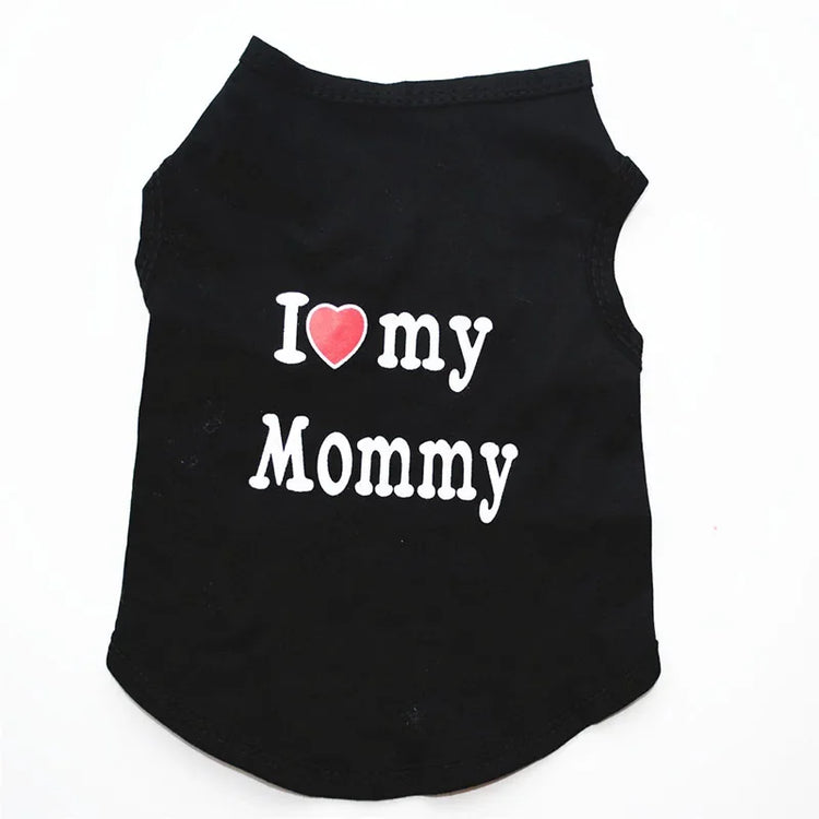 "Love Mommy & Daddy" Cotton Vest | Soft Casual T-Shirt for Cats & Puppies | All-Season Pet Wear