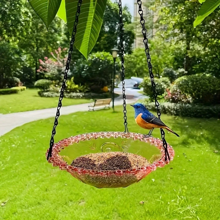 Flower-Shaped Hanging Bird Feeder & Birdbath | Outdoor Garden Tray for Hummingbirds & Wild Birds | Yard & Farm Decor