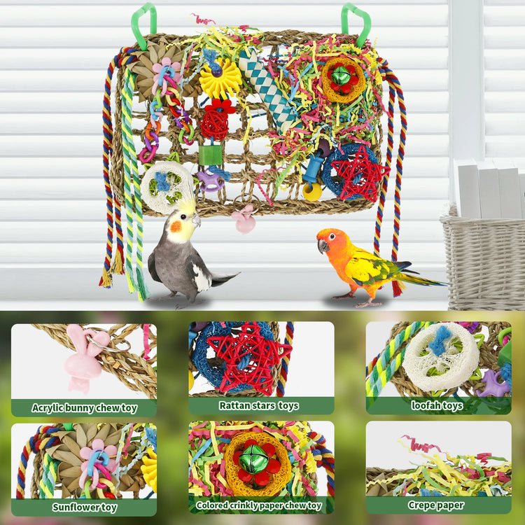 Bird Toys | Handmade Bird Foraging Toys | Fun Parakeet Toys | Portable Foraging Toy | Parrot Chewing Toy | Bird Parrot Toy 1x7.9