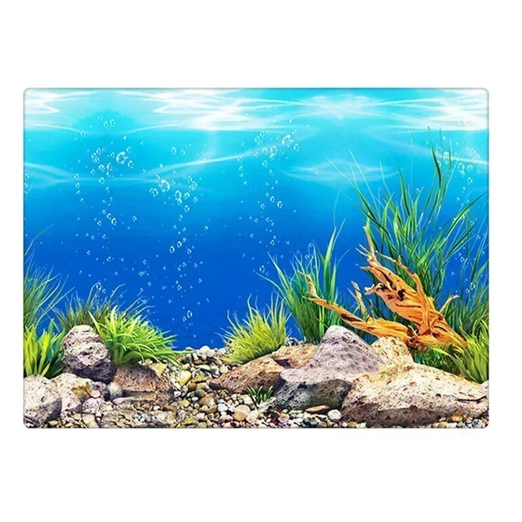3D Aquarium Background Poster – Double-Sided Ocean Plant Design Fish Tank Sticker Decor