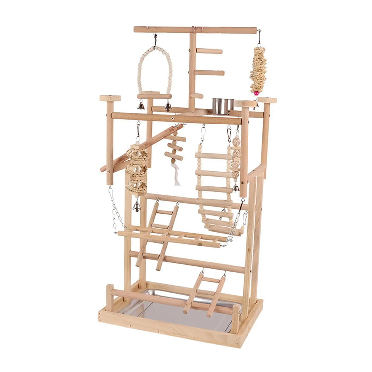 Bird Playground with Ladder | Wood Bird Activity Center | Parrot Stand Perch for Cockatiel, Lovebird, Parakeet, Bluebird, Hummingbird