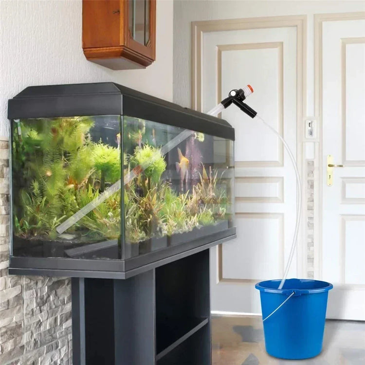 Press-Type Aquarium Water Change Pump with Gravel Cleaner & Glass Scraper