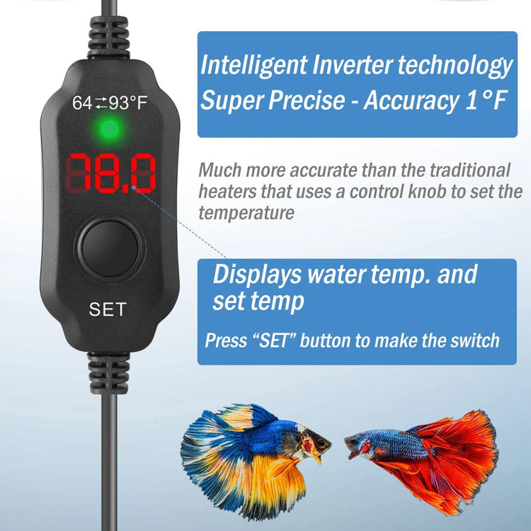 USB 10W Mini Aquarium Heater – Digital Display, Adjustable Temperature, for 1–5L Fish Tanks
