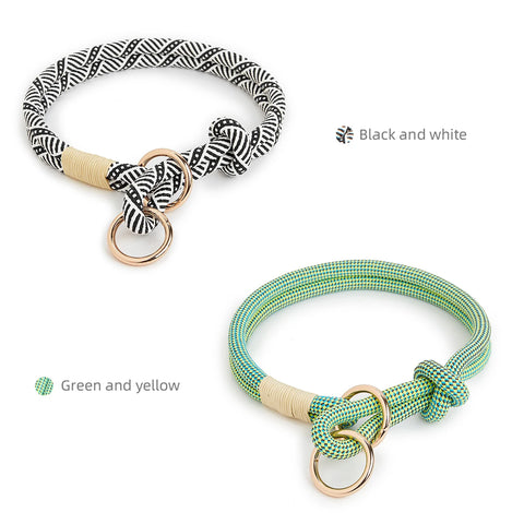Striped Nylon Rope Dog Collar Slip-On Quick Release Personalized Collar for Small to Large Dogs