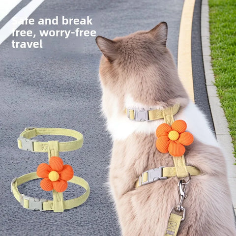 Cat Harness Leash Set | Adjustable Puppy Harness Vest | Escape Proof | Kitten Chest Strap | Chihuahua & Pug | Outdoor Walking Lead Leash