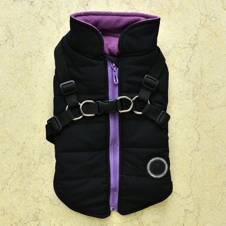 Dog Coat with Harness | Winter Fleece Zipper Jacket | Small Dog Clothes | Winter Cat Apparel |Indoor & Outdoor Pet Gifts