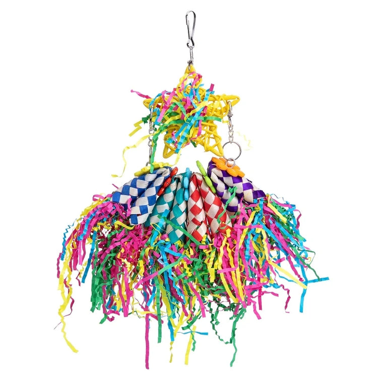 5 Piece Bird Shredding Toys | Wooden Blocks | Colorful Parrot Chewing - Foraging Hanging Toy for Parakeets/Love Birds/Budgies