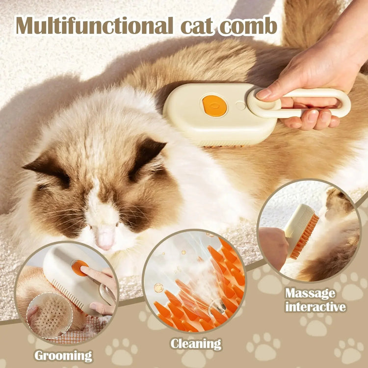 Pet Steam Brush | Cat Dog Cleaning | Steamy Electric Spray Massage Comb | 3 In 1 Hair Removal | Grooming Supplies | Pet Accessories