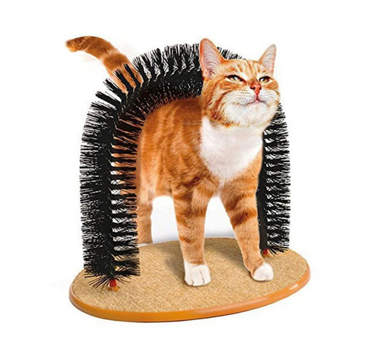 Cat Scratch Massage Beauty Brush | Door Caress Rub Fur Arch | Cat Interactive Toy with Floor Felt Mat